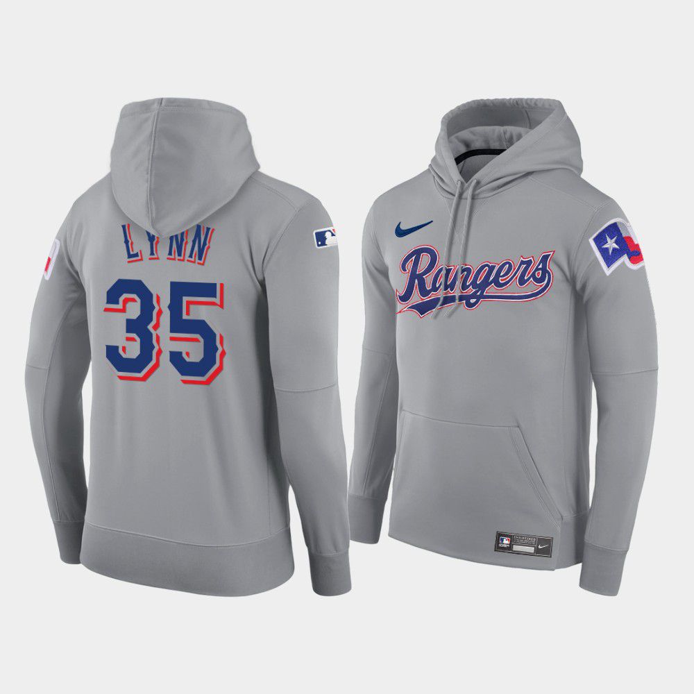 Men Texas Rangers #35 Lynn gray road hoodie 2021 MLB Nike Jerseys->texas rangers->MLB Jersey